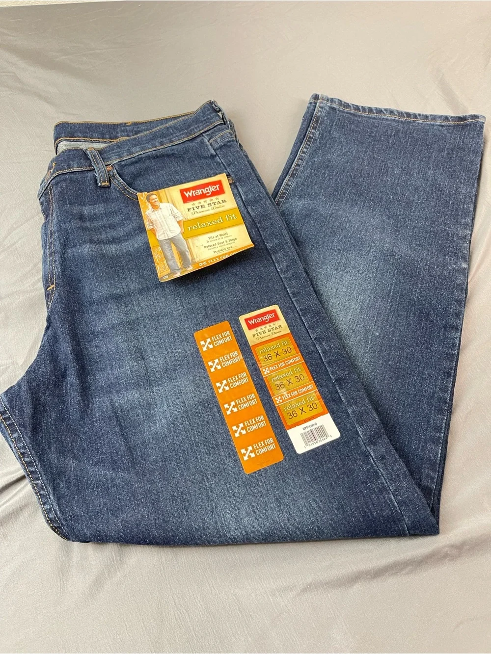Wrangler Blue Jeans Relaxed Fit Five Star 36Wx30L - New with tags. Never worn.